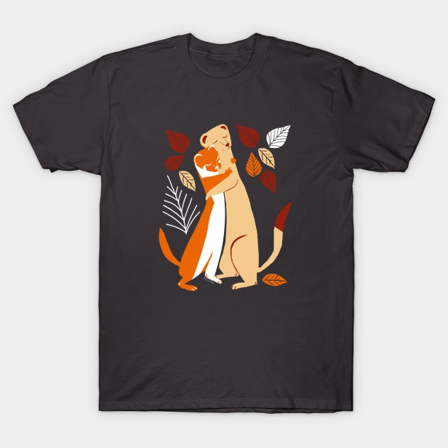 Autumn Weasel Hugs #2 T-Shirt by belettelepink